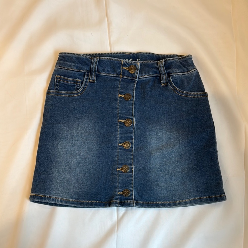 Denim Button-Front Skirt